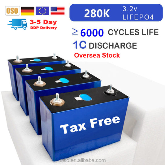 4PCS EVE Super LF280k LiFePO4 Batteries Grade A New Studs for EV RV Solar Power with Flexible bus bars Ship from China